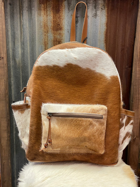 Cowhide Brown Backpack