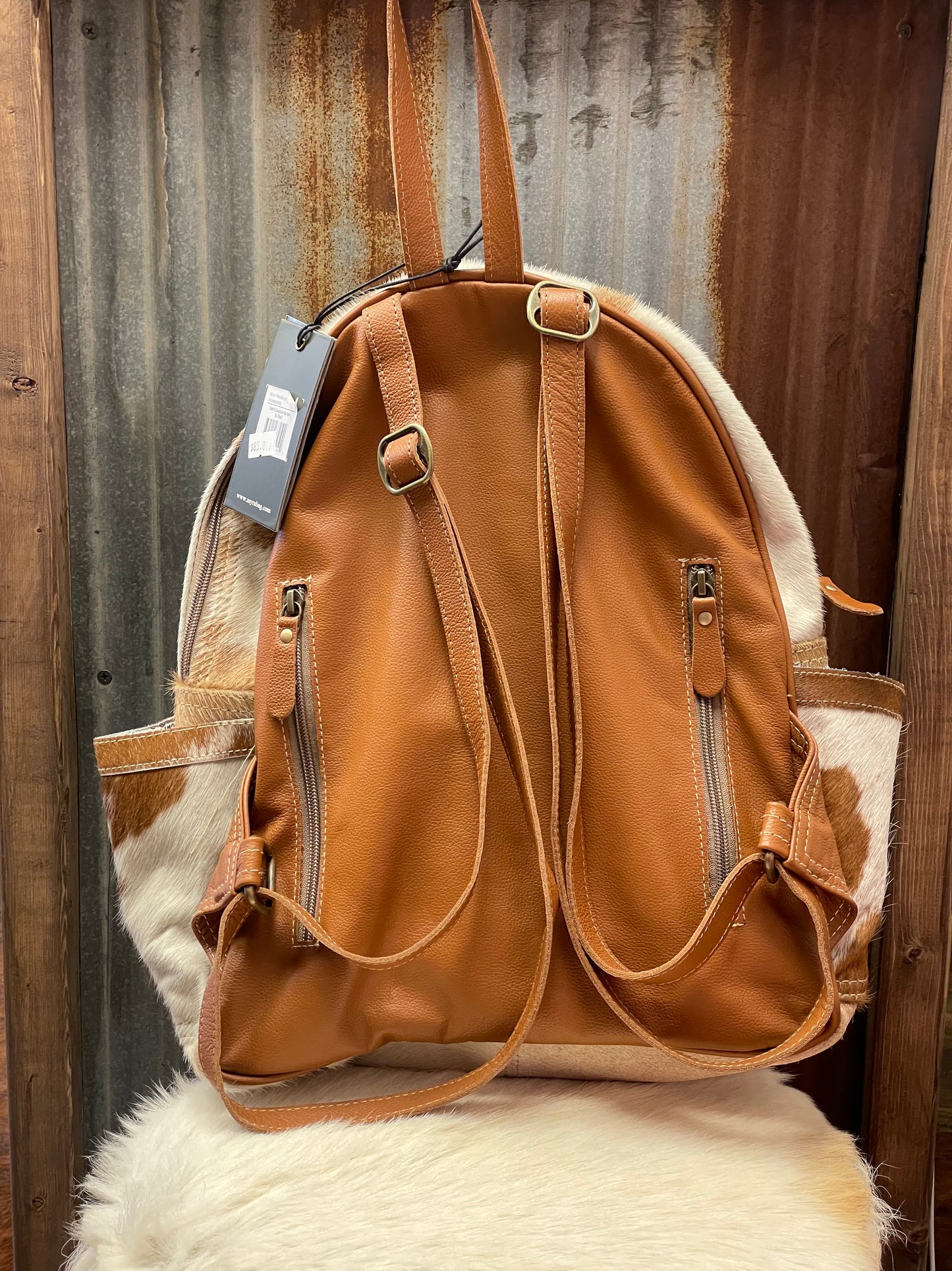 Cowhide Brown Backpack