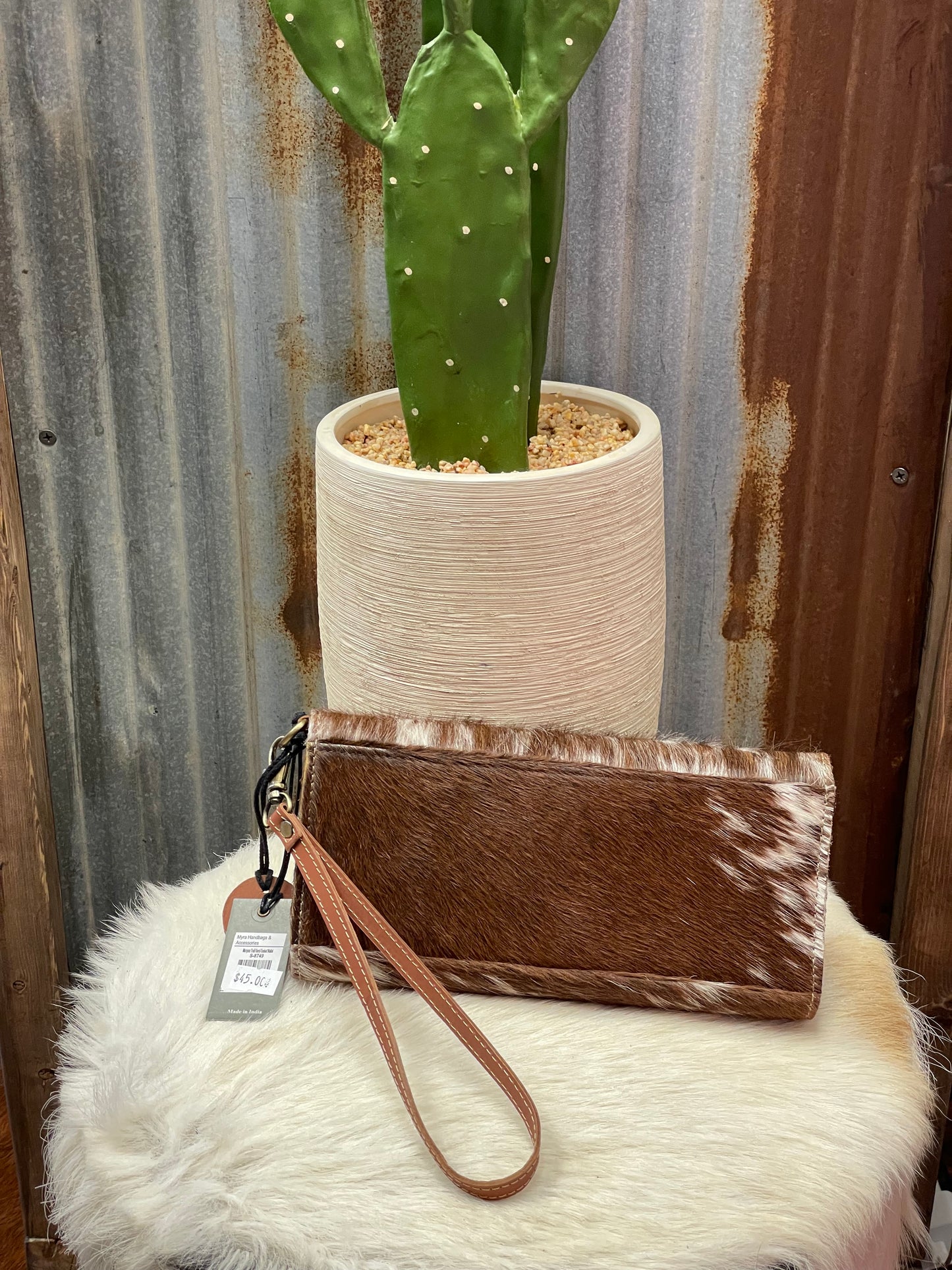 Brown Cowhide Hand-Tooled Wallet