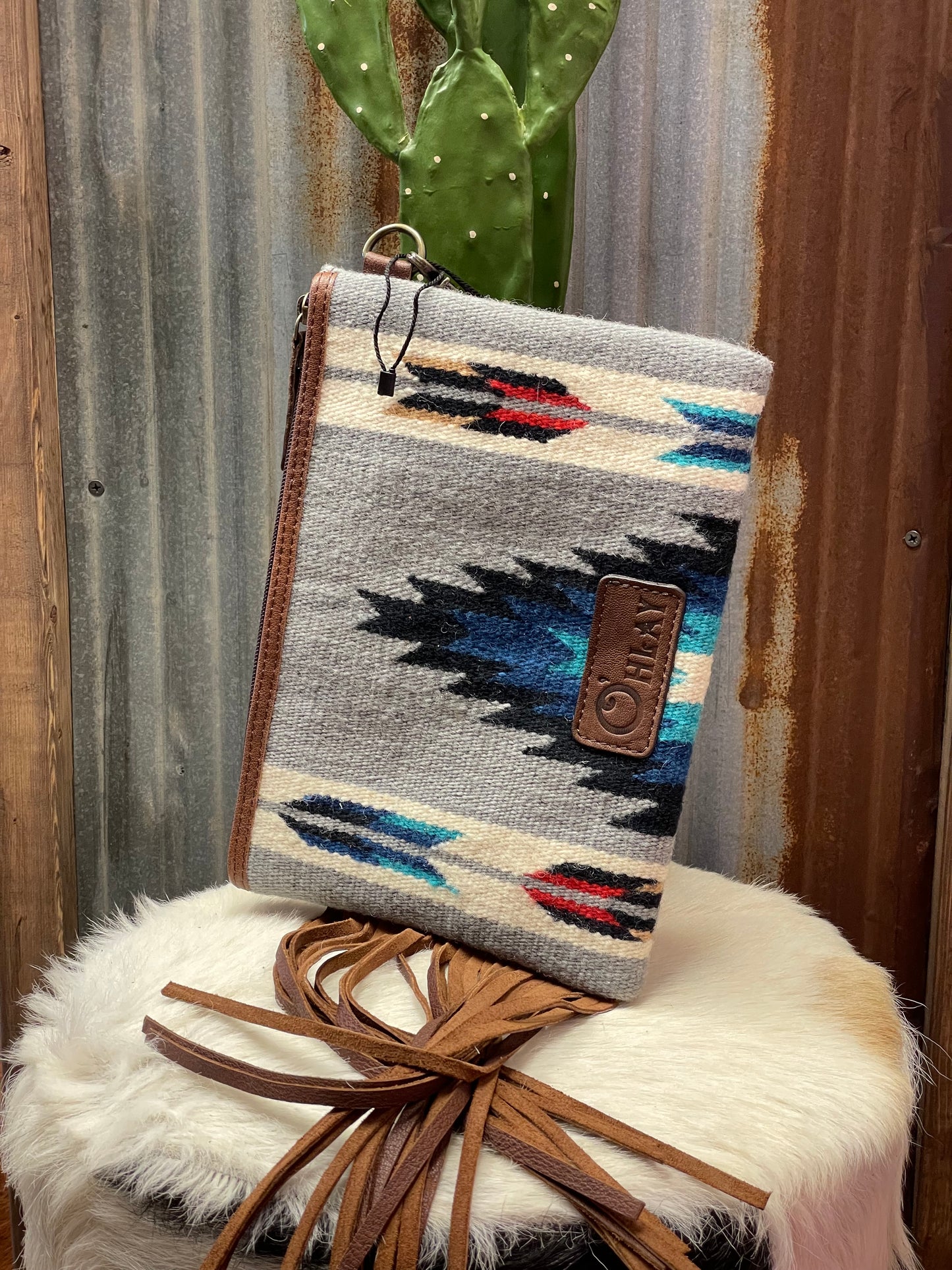 Grey Aztec Hand Bag