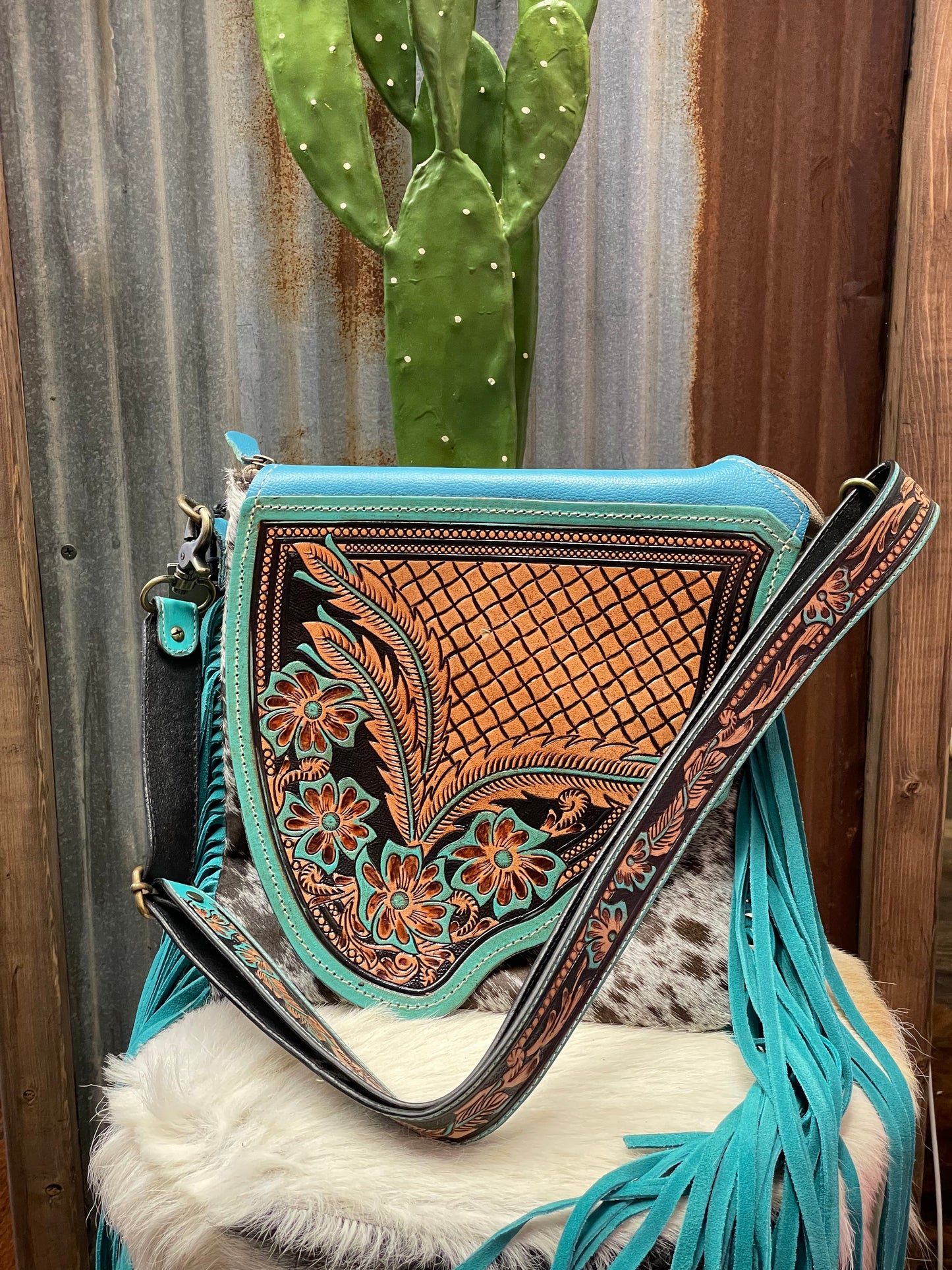 Turquoise Cowhide