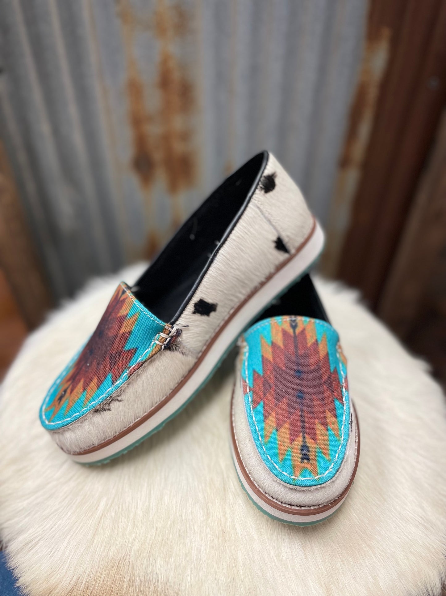 Turquoise Aztec Print Sneakers